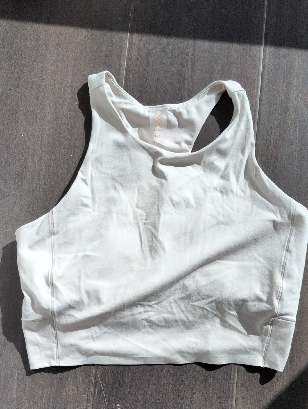 RHONE Cream High-Neck Racerback Crop Tank